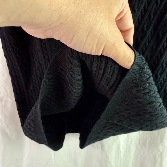 Pendleton Women's Medium Black 100% Cotton S/S Cable Knit Sweater Made in Japan - Picture 7 of 7
